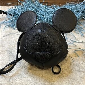 Disney Mickey Head Black Textured Crossbody Bag
